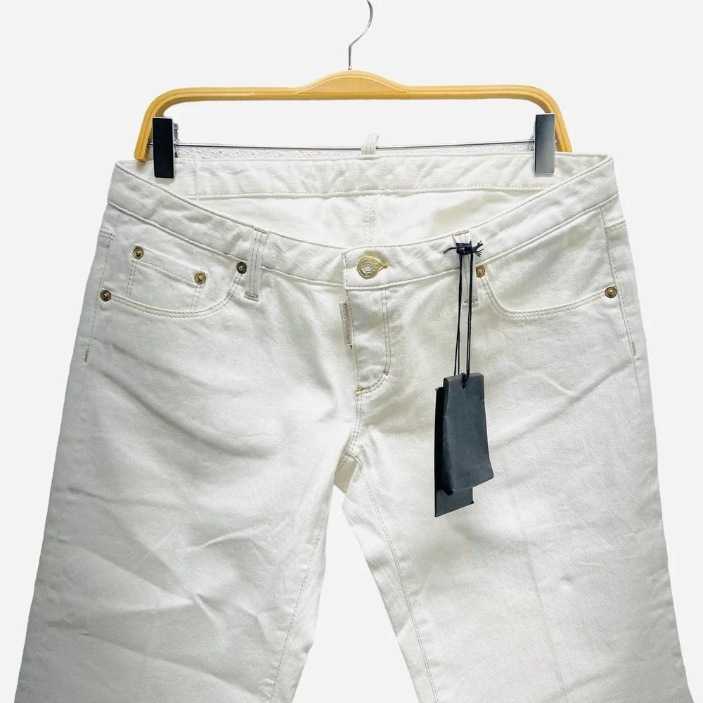 NWT DSQUARED2 Ivory Jeans Straight Leg Low Rise Y2K Women's‎ Size 40 (4 US)